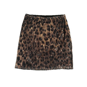 Shein Leopard Print Sequin Mini Skirt Small